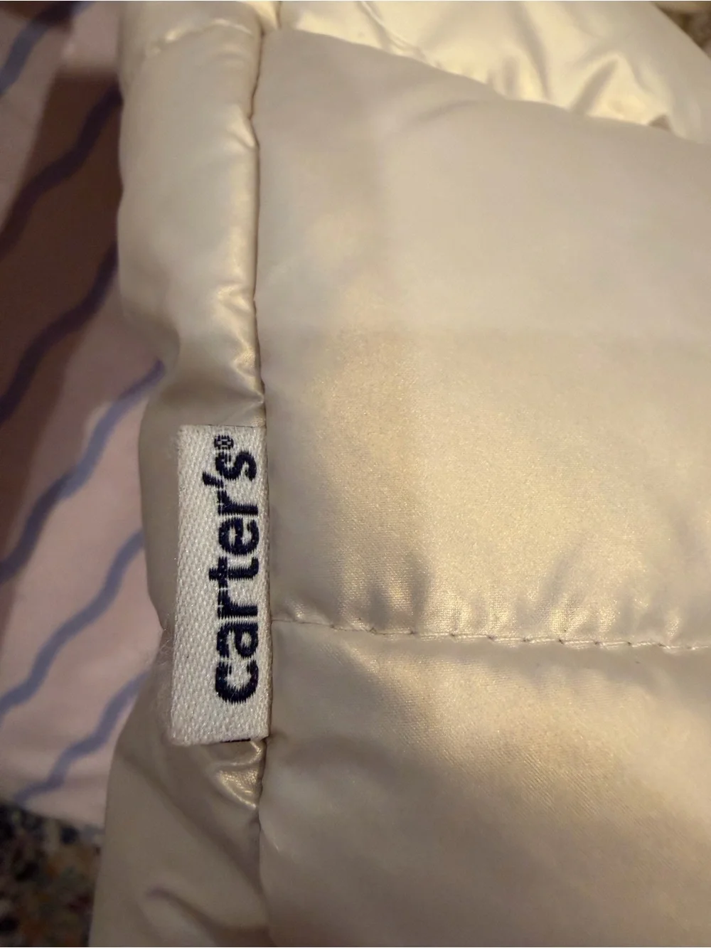 Carter’s Metallic Gold Cream Hooded Puffer Jacket with Faux Fur Trim 🤎
